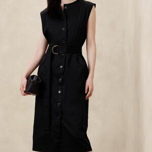 NWT Cotton-Satin Knee-Length Shirtdress XL